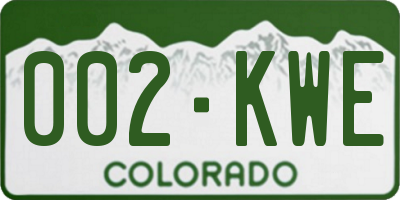 CO license plate 002KWE