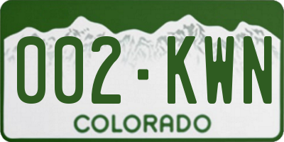 CO license plate 002KWN