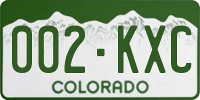 CO license plate 002KXC