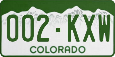 CO license plate 002KXW