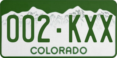 CO license plate 002KXX