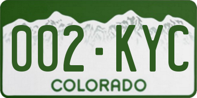 CO license plate 002KYC