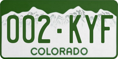 CO license plate 002KYF