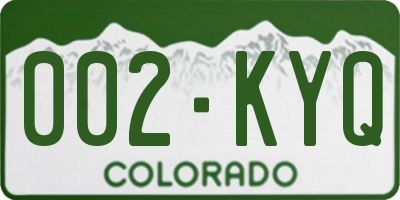 CO license plate 002KYQ