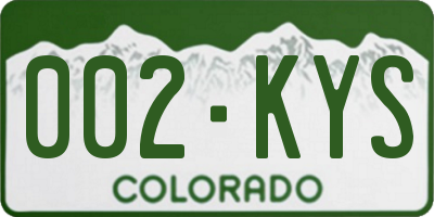 CO license plate 002KYS