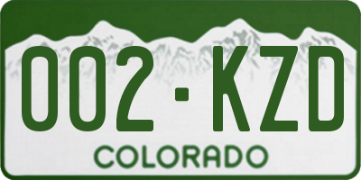 CO license plate 002KZD
