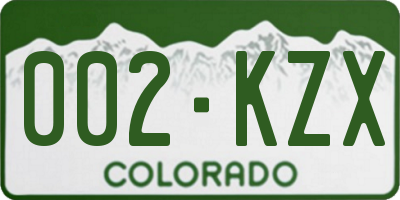 CO license plate 002KZX
