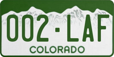 CO license plate 002LAF
