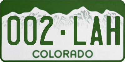 CO license plate 002LAH