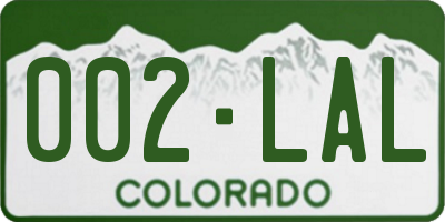 CO license plate 002LAL