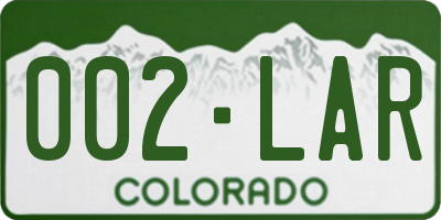 CO license plate 002LAR