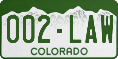 CO license plate 002LAW