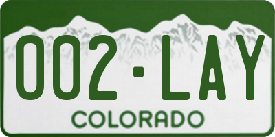 CO license plate 002LAY