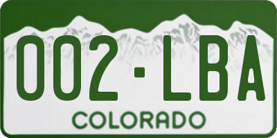 CO license plate 002LBA