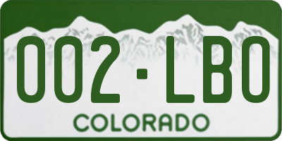 CO license plate 002LBO