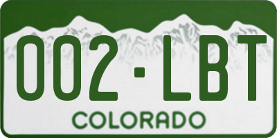 CO license plate 002LBT