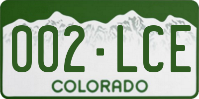 CO license plate 002LCE