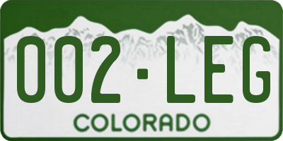 CO license plate 002LEG