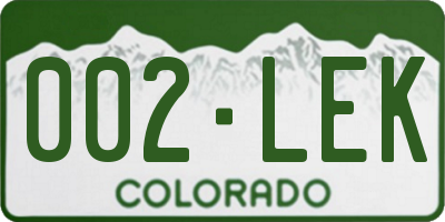 CO license plate 002LEK