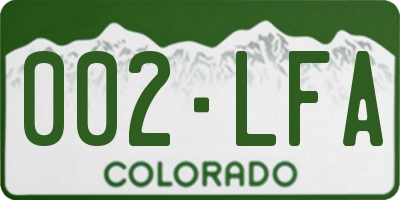CO license plate 002LFA