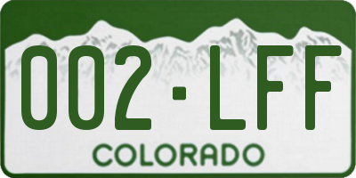 CO license plate 002LFF