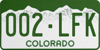 CO license plate 002LFK