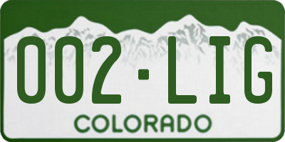 CO license plate 002LIG