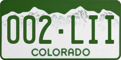 CO license plate 002LII