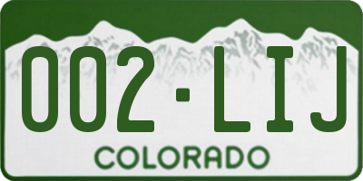 CO license plate 002LIJ