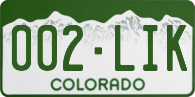 CO license plate 002LIK