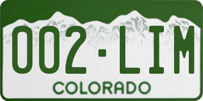 CO license plate 002LIM