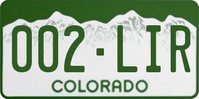 CO license plate 002LIR