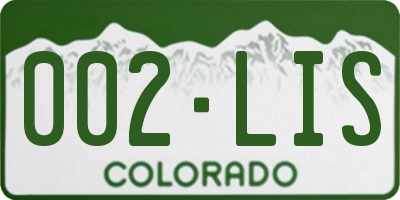 CO license plate 002LIS