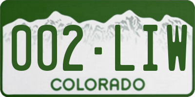 CO license plate 002LIW