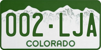 CO license plate 002LJA