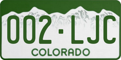 CO license plate 002LJC