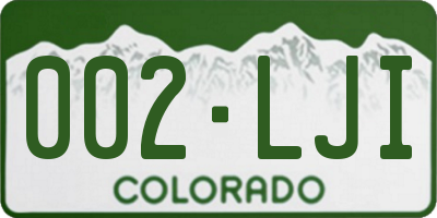 CO license plate 002LJI