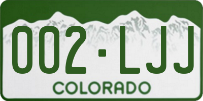 CO license plate 002LJJ