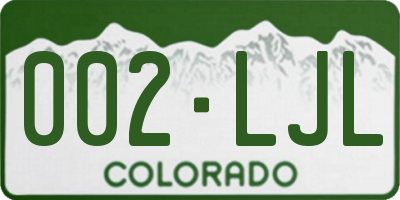 CO license plate 002LJL