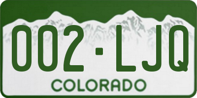 CO license plate 002LJQ
