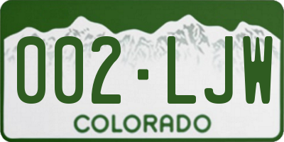 CO license plate 002LJW