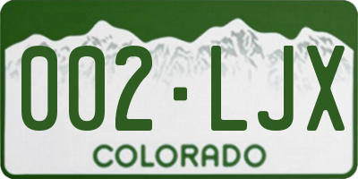 CO license plate 002LJX