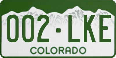 CO license plate 002LKE