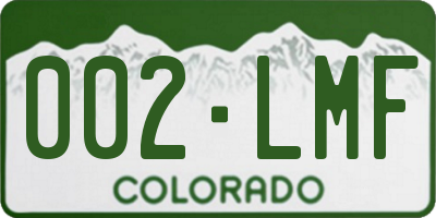CO license plate 002LMF