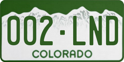 CO license plate 002LND