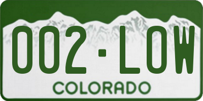 CO license plate 002LOW
