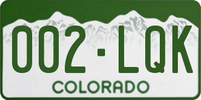 CO license plate 002LQK