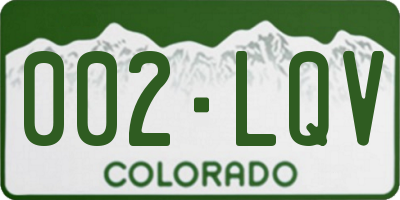CO license plate 002LQV