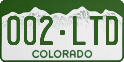 CO license plate 002LTD