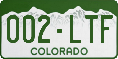 CO license plate 002LTF